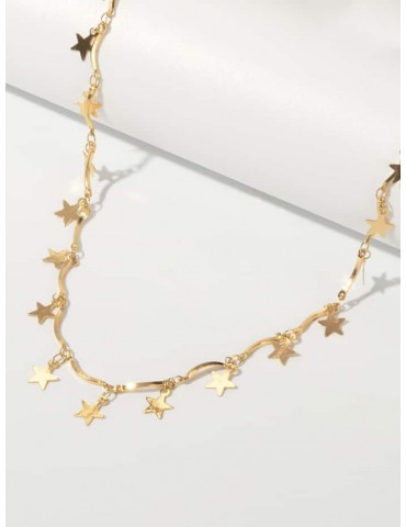 2Pcs Shell Charm Star Necklaces Set - Gold