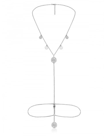 Sexy Hollow Pendant Necklace Body Chain - Silver
