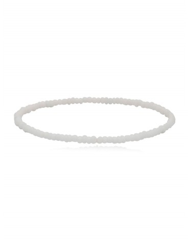 Simple Beaded Anklet - White