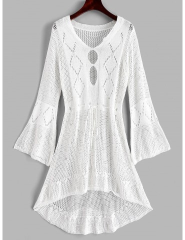 Crochet High Low Beach Dress - White