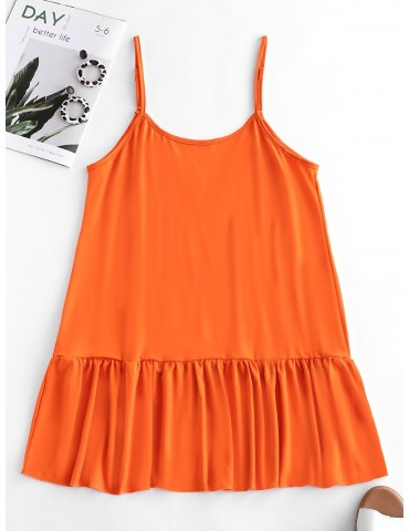 Cami Flounce Hem Mini Dress - Papaya Orange S