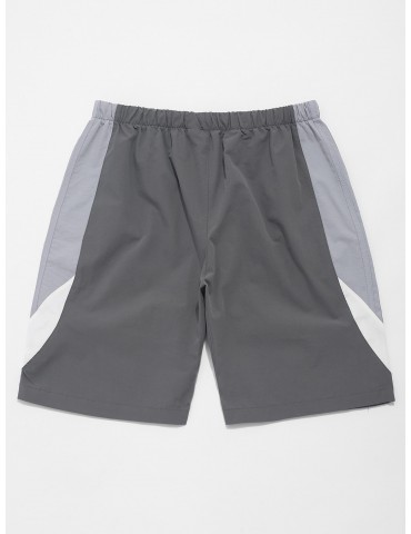 Color Block Splicing Drawstring Casual Shorts - Blue Gray S