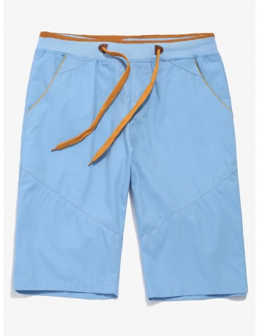 Contrast Color Drawstring Elastic Shorts - Light Blue Xs