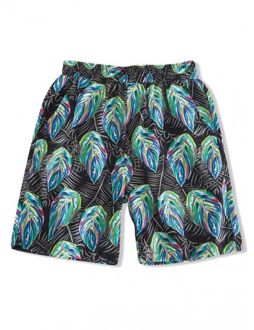 Colorful Leaf Painting Print Board Shorts - Black M