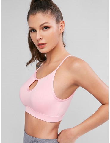 Cut Out Solid Sports Cami Top - Pink S